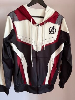 Avengers Zip-Up Hoodie in White, Black & Burgundy
